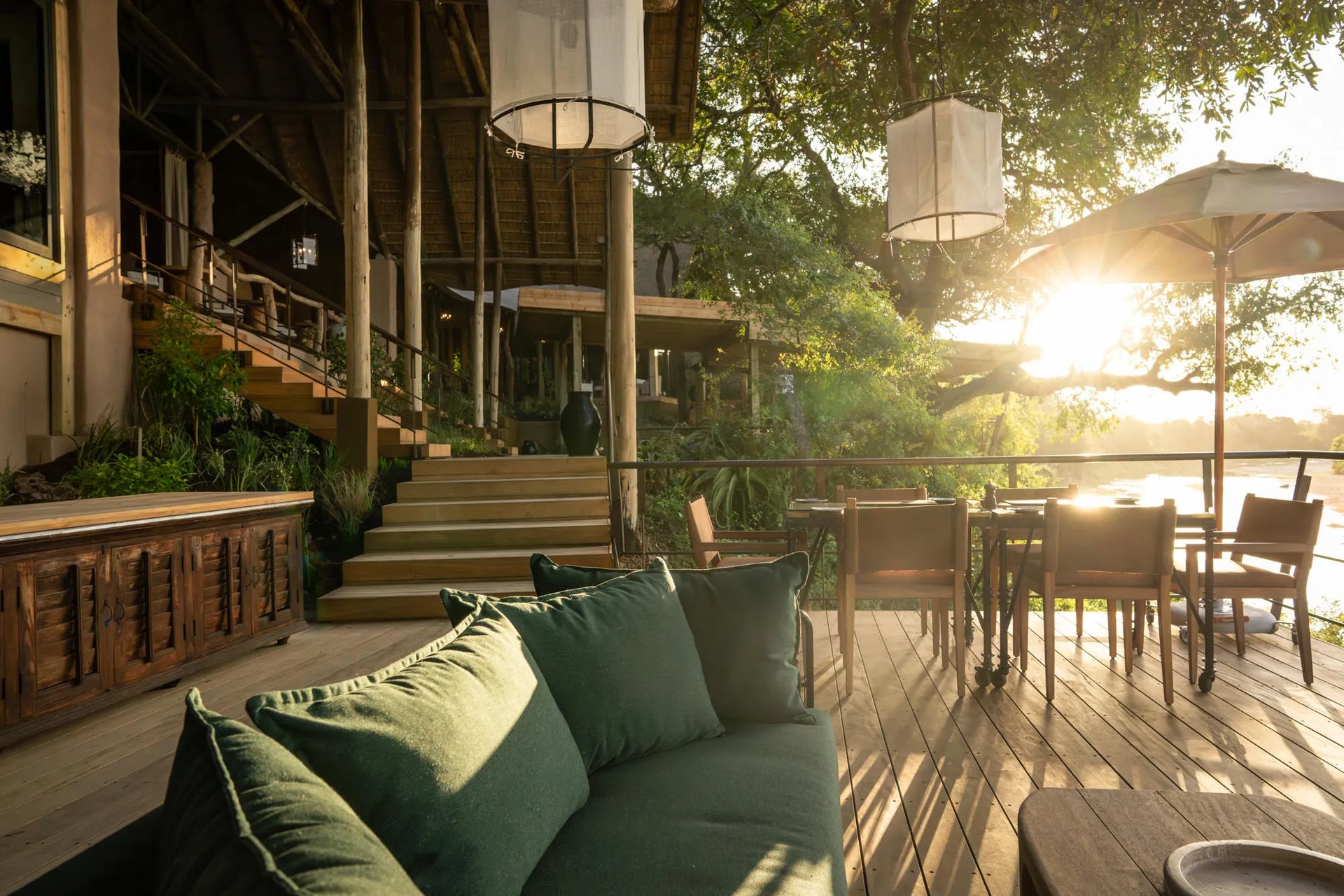 Dining Deck at Singita Ebony Lodge, Sabi Sand Nature Reserve, South Africa.
