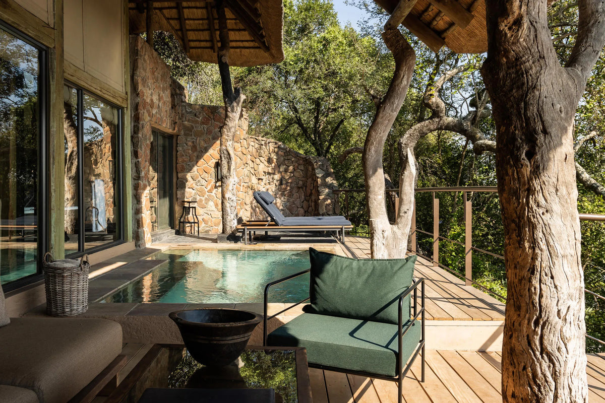 Exterior Suite Deck at Singita Ebony Lodge, Sabi Sand Nature Reserve, South Africa.