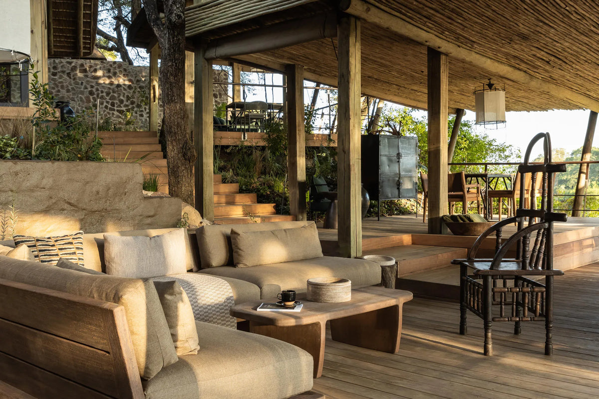 Singita Ebony Lodge Outdoor Deck at Singita Ebony Lodge, Sabi Sand Nature Reserve, South Africa.