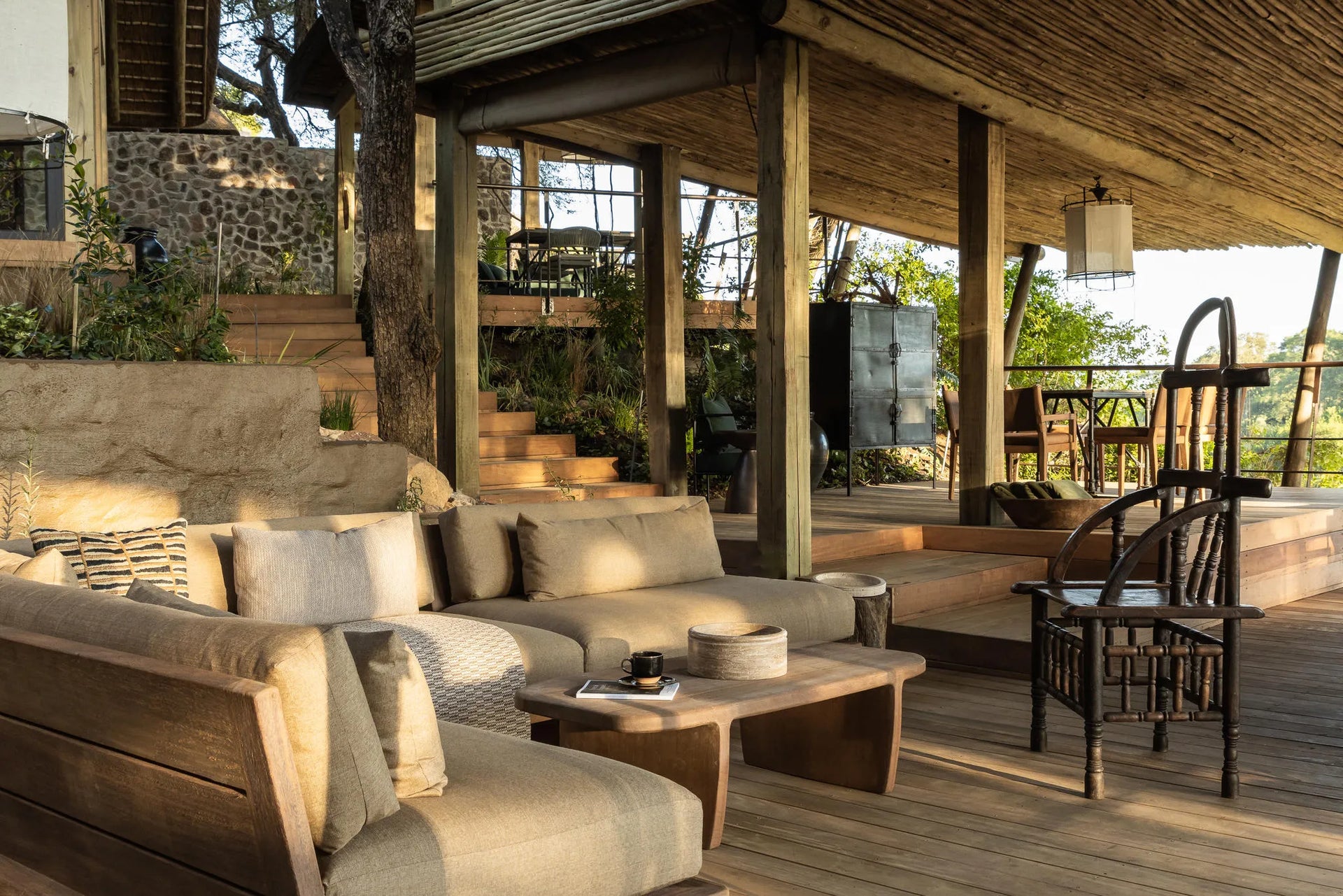 Singita Ebony Lodge Outdoor Deck at Singita Ebony Lodge, Sabi Sand Nature Reserve, South Africa.