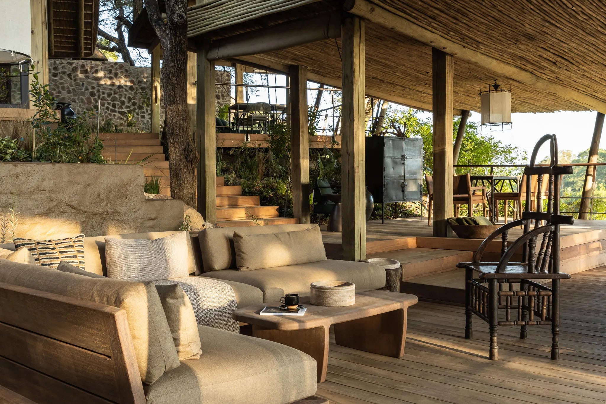 Singita Ebony Lodge Outdoor Deck at Singita Ebony Lodge, Sabi Sand Nature Reserve, South Africa.