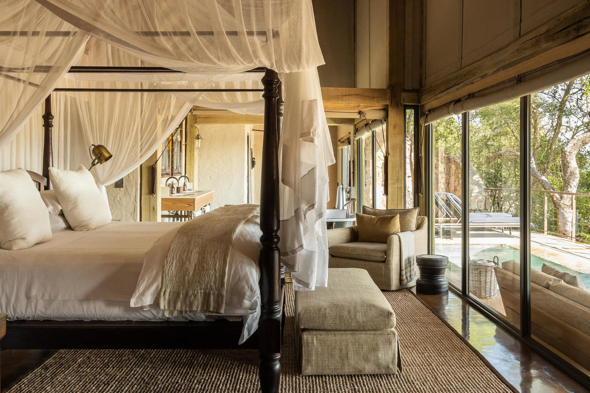 Suite Interior at Singita Ebony Lodge, Sabi Sand Nature Reserve, South Africa.