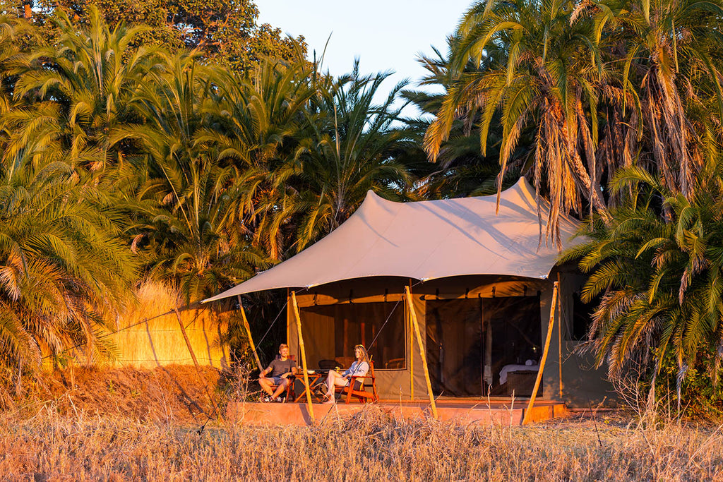 Sunset over luxury tent