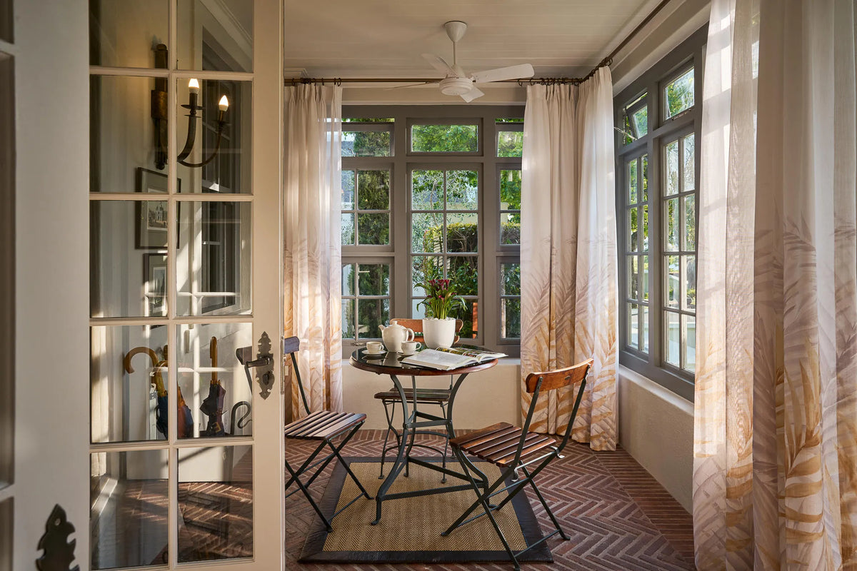 Terroir Cottage enclosed balcony at Leeu Estates, Franschhoek, South Africa.