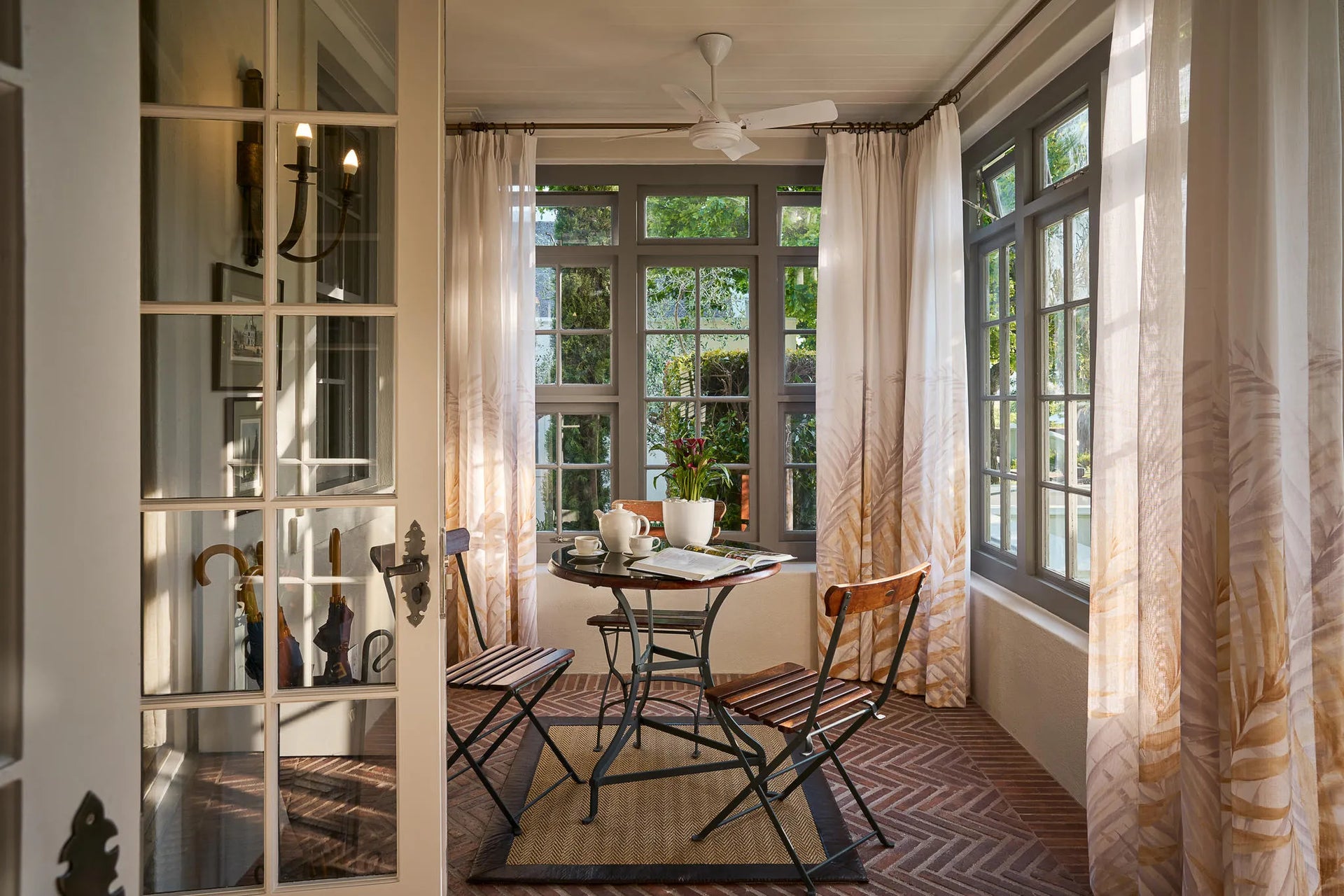 Terroir Cottage enclosed balcony at Leeu Estates, Franschhoek, South Africa.