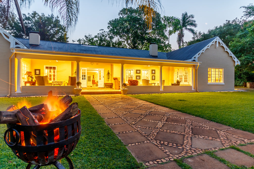 Lodge veranda at night