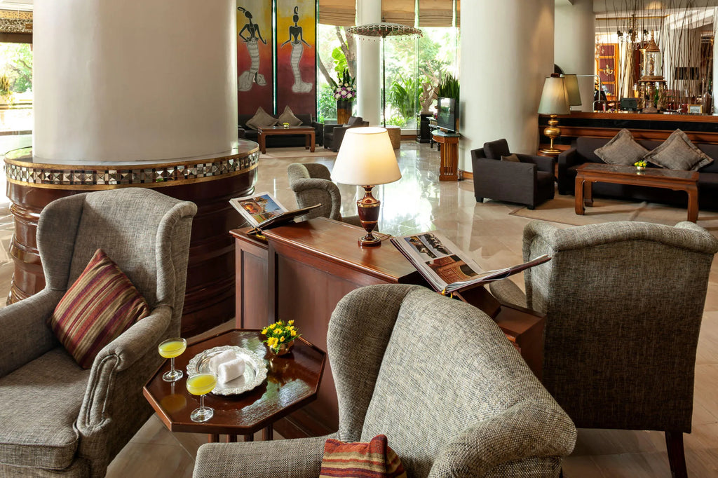 Lobby at Mercure Mandalay Hill Resort, Mandalay, Myanmar.