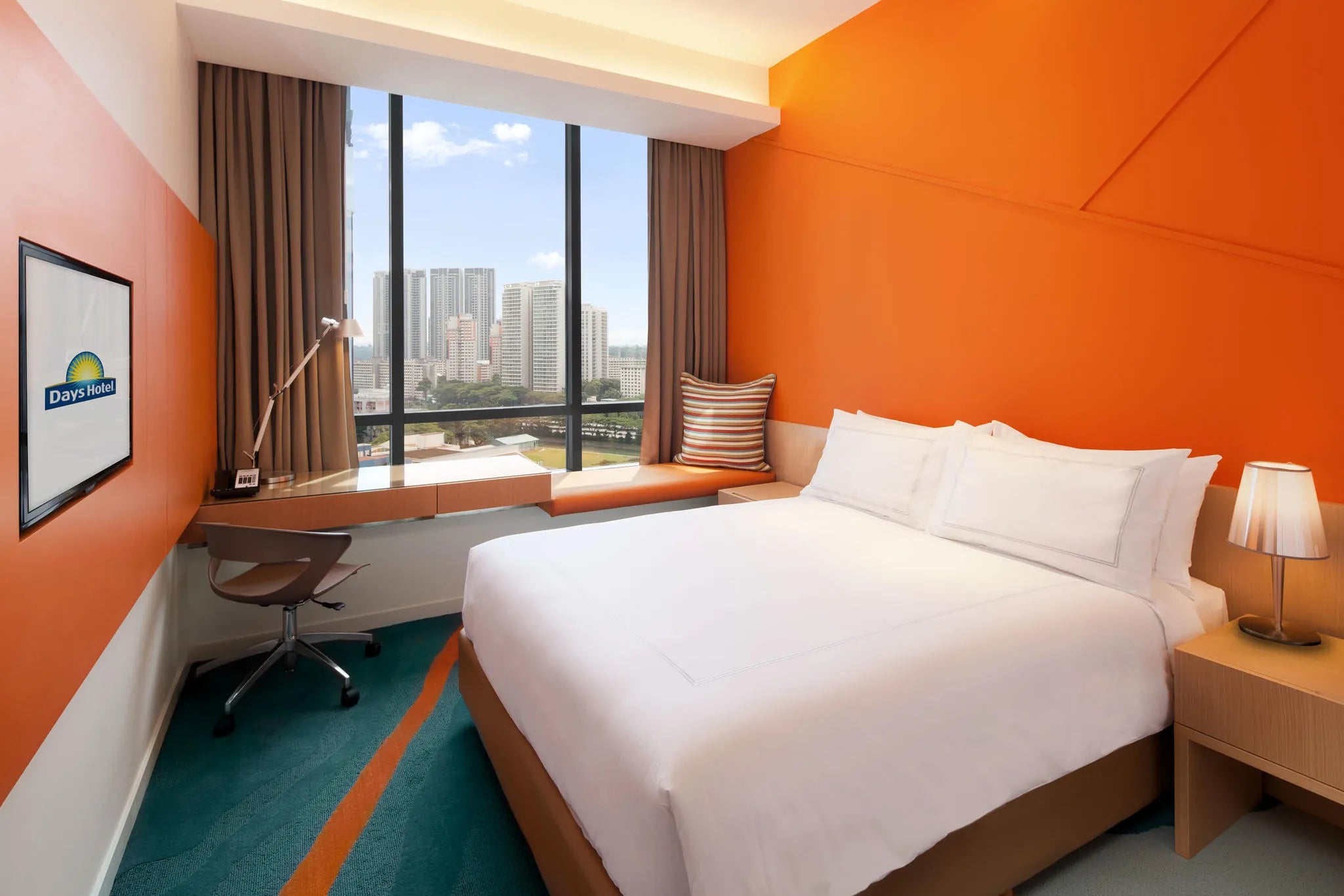 Queen bedded room at Days Hotel Singapore at Zhongshan Park, Singapore City, Singapore.