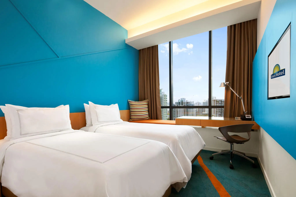 Twin bedded room at Days Hotel Singapore at Zhongshan Park, Singapore City, Singapore.