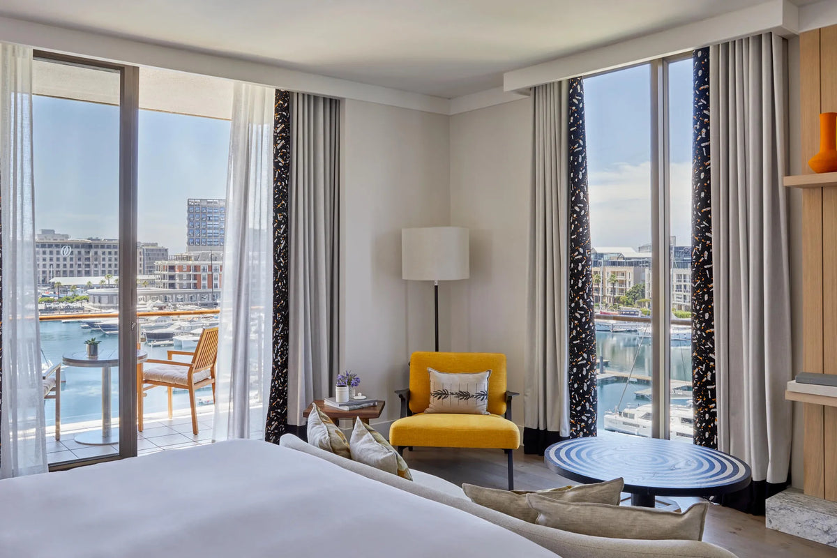 One&Only Cape Town Marina Harbour King Room at One&Only Cape Town, Cape Town, South Africa.