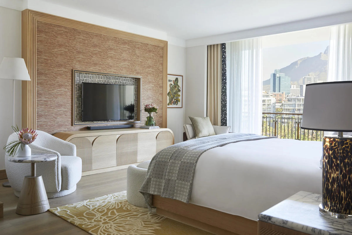One&Only Cape Town Table Mountain Suite Bedroom at One&Only Cape Town, Cape Town, South Africa.