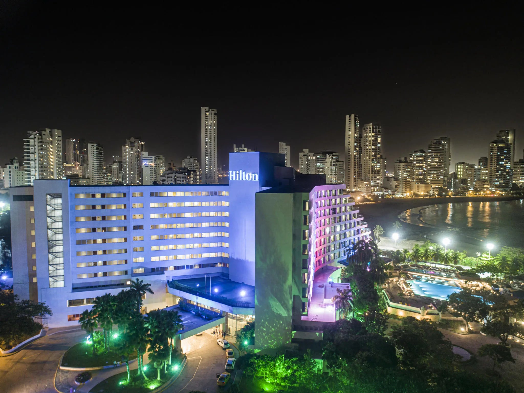 Front Facade at Hilton Cartagena Hotel, Cartagena, Colombia.