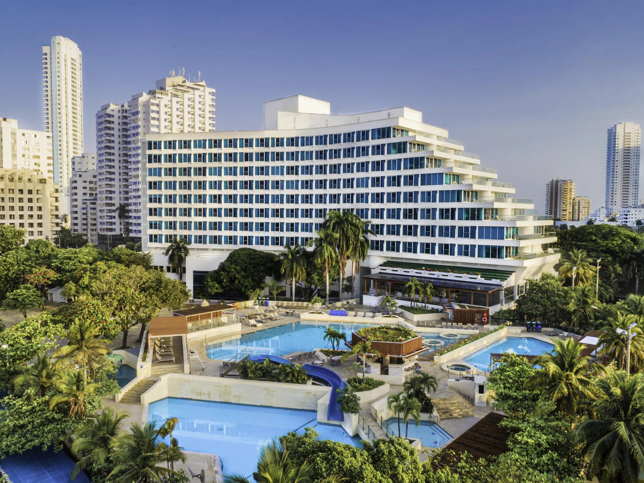 Pool Facade at Hilton Cartagena Hotel, Cartagena, Colombia.