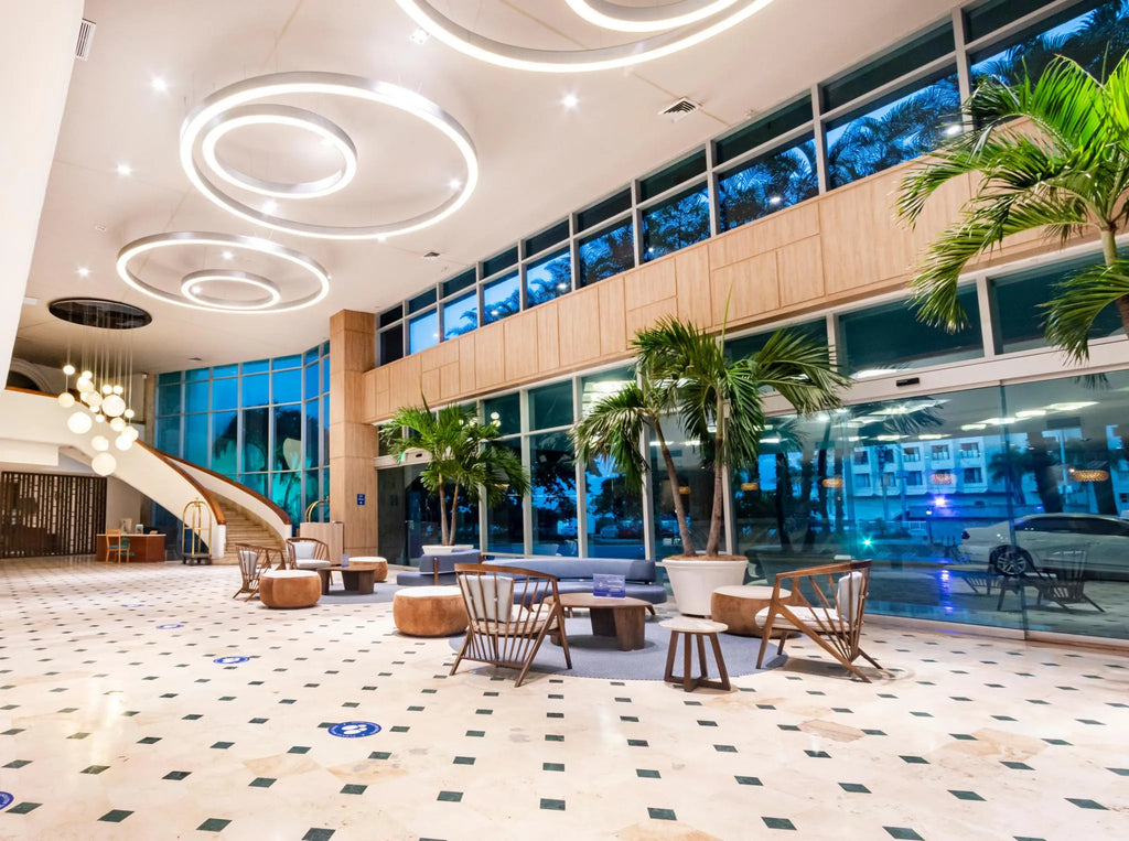 Lobby at Hilton Cartagena Hotel, Cartagena, Colombia.