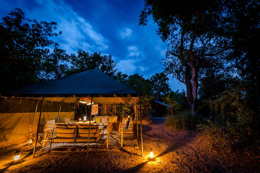 Xobega Island outdoor lounge in the evening