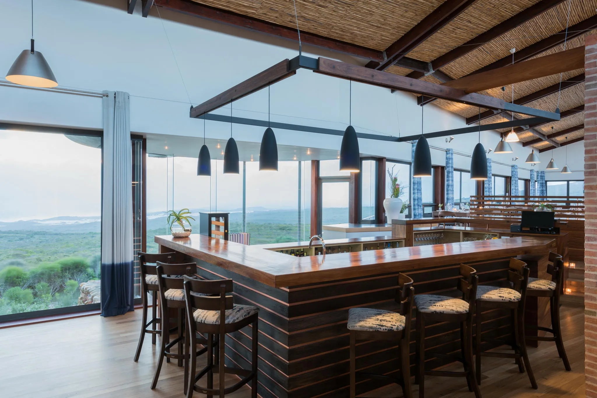 Forest Lodge Bar at Grootbos Private Nature Reserve Forest Lodge, De Kelders, South Africa.
