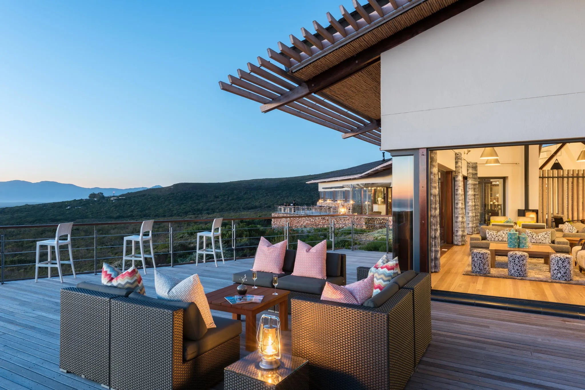 Forest Lodge Pool Deck at Grootbos Private Nature Reserve Forest Lodge, De Kelders, South Africa.