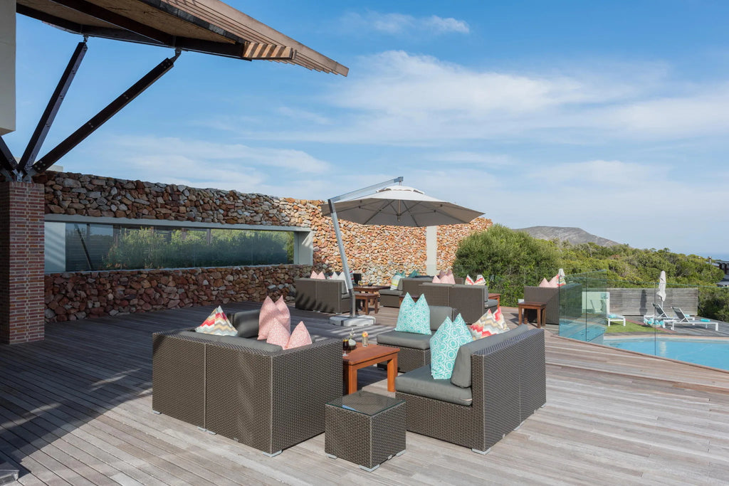 Forest Lodge Pool Deck at Grootbos Private Nature Reserve Forest Lodge, De Kelders, South Africa.