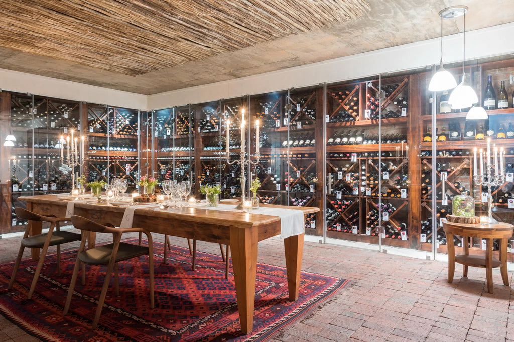 Forest Lodge Wine Cellar at Grootbos Private Nature Reserve Forest Lodge, De Kelders, South Africa.