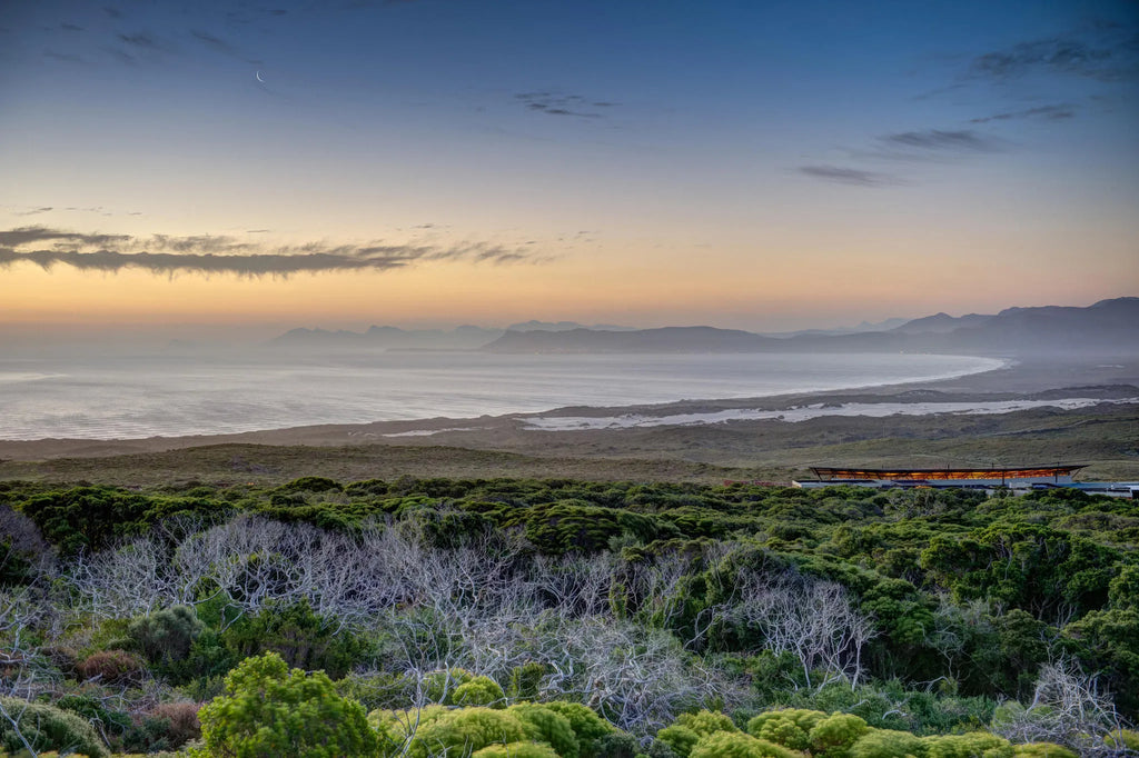 Sunset View from Forest Lodge at Grootbos Private Nature Reserve Forest Lodge, De Kelders, South Africa.