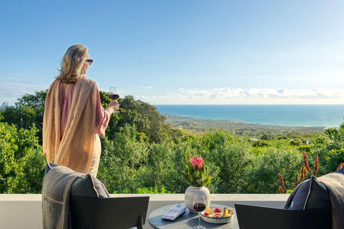 View from Suite at Grootbos Private Nature Reserve Garden Lodge, De Kelders, South Africa.