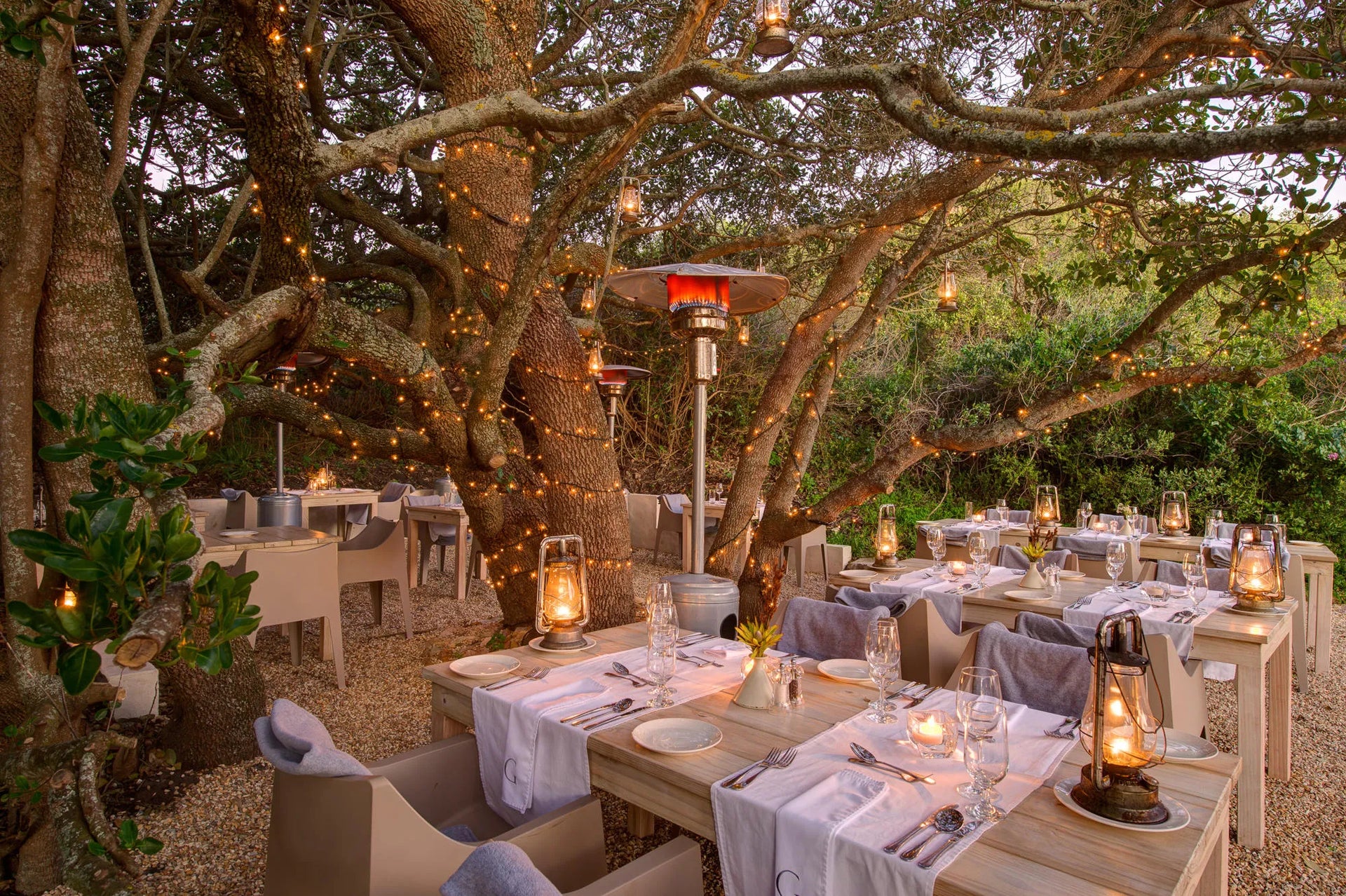 The Boma restaurant at Grootbos Private Nature Reserve Garden Lodge, De Kelders, South Africa.