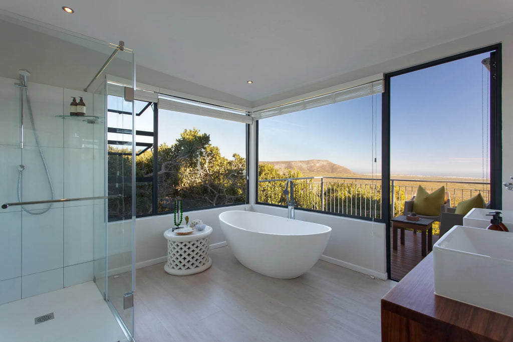 Garden Lodge suite bathroom at Grootbos Private Nature Reserve Garden Lodge, De Kelders, South Africa.