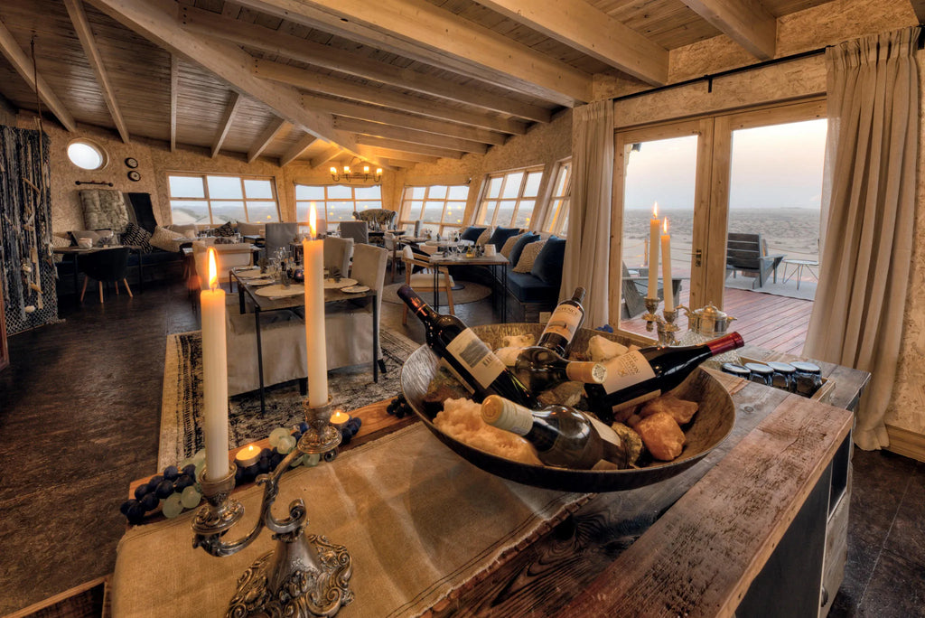 Dining at Shipwreck Lodge, Skeleton Coast, Namibia.
