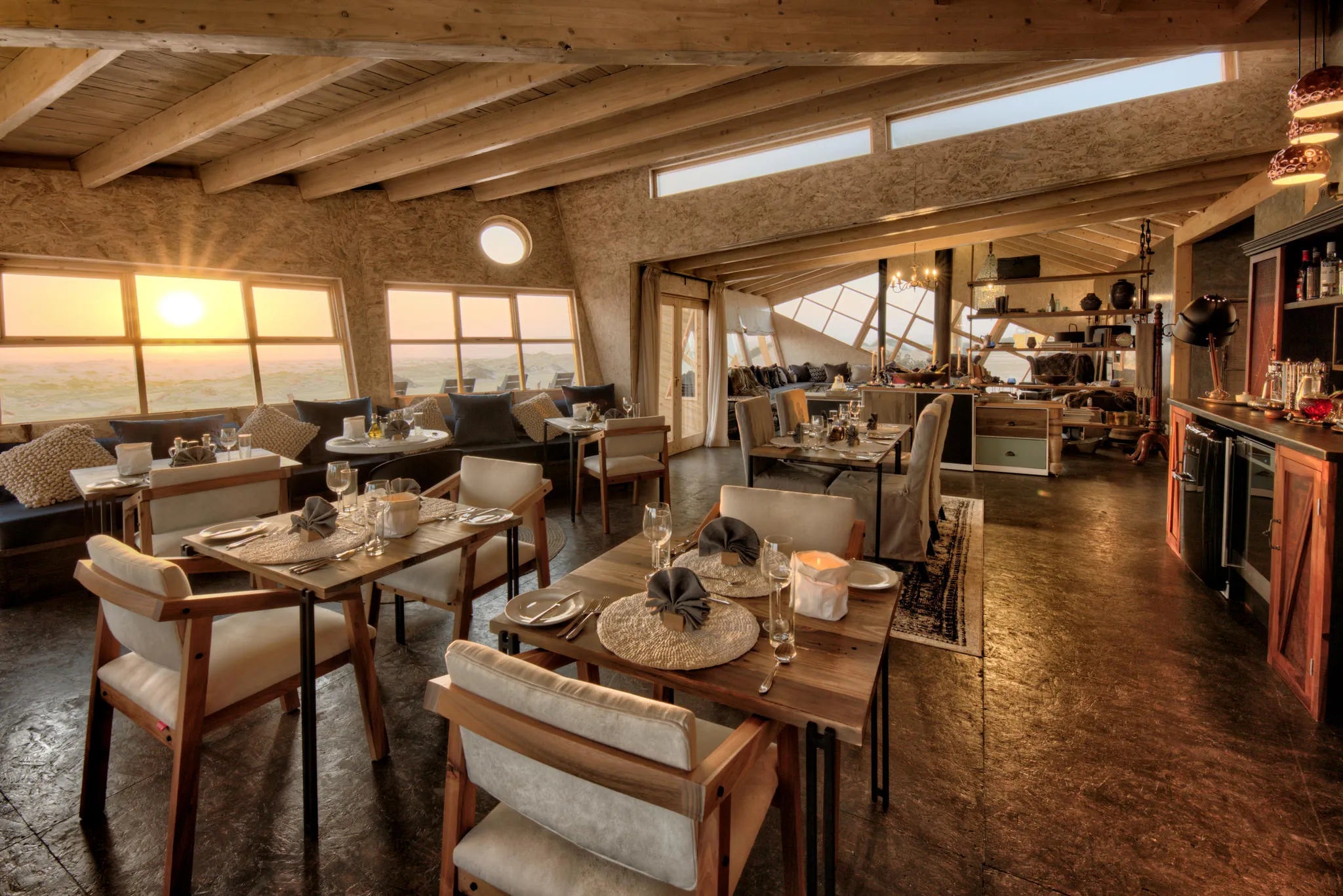 Dining at Shipwreck Lodge, Skeleton Coast, Namibia.