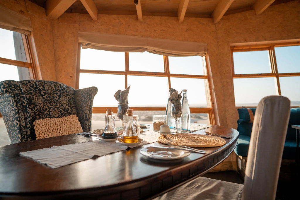 Dining at Shipwreck Lodge, Skeleton Coast, Namibia.