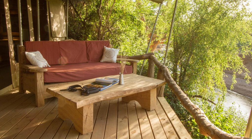Spacious verandah at Shompole Wilderness, Shompole Conservancy, Kenya.