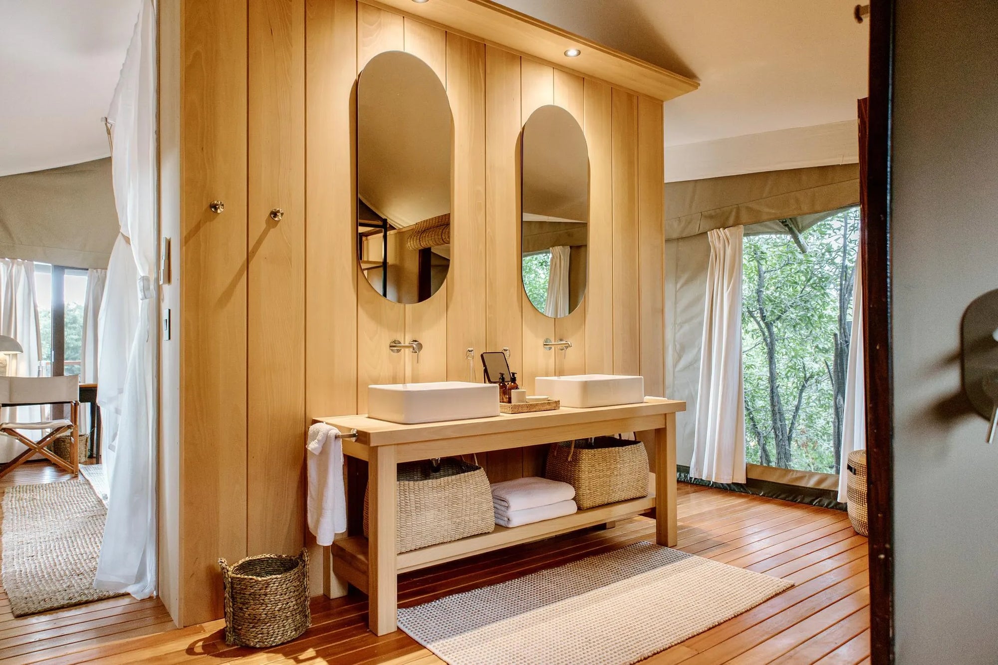 Encounter by Ongava Guest Tent vanity at Encounter by Ongava, Ongava Private Game Reserve, Namibia.