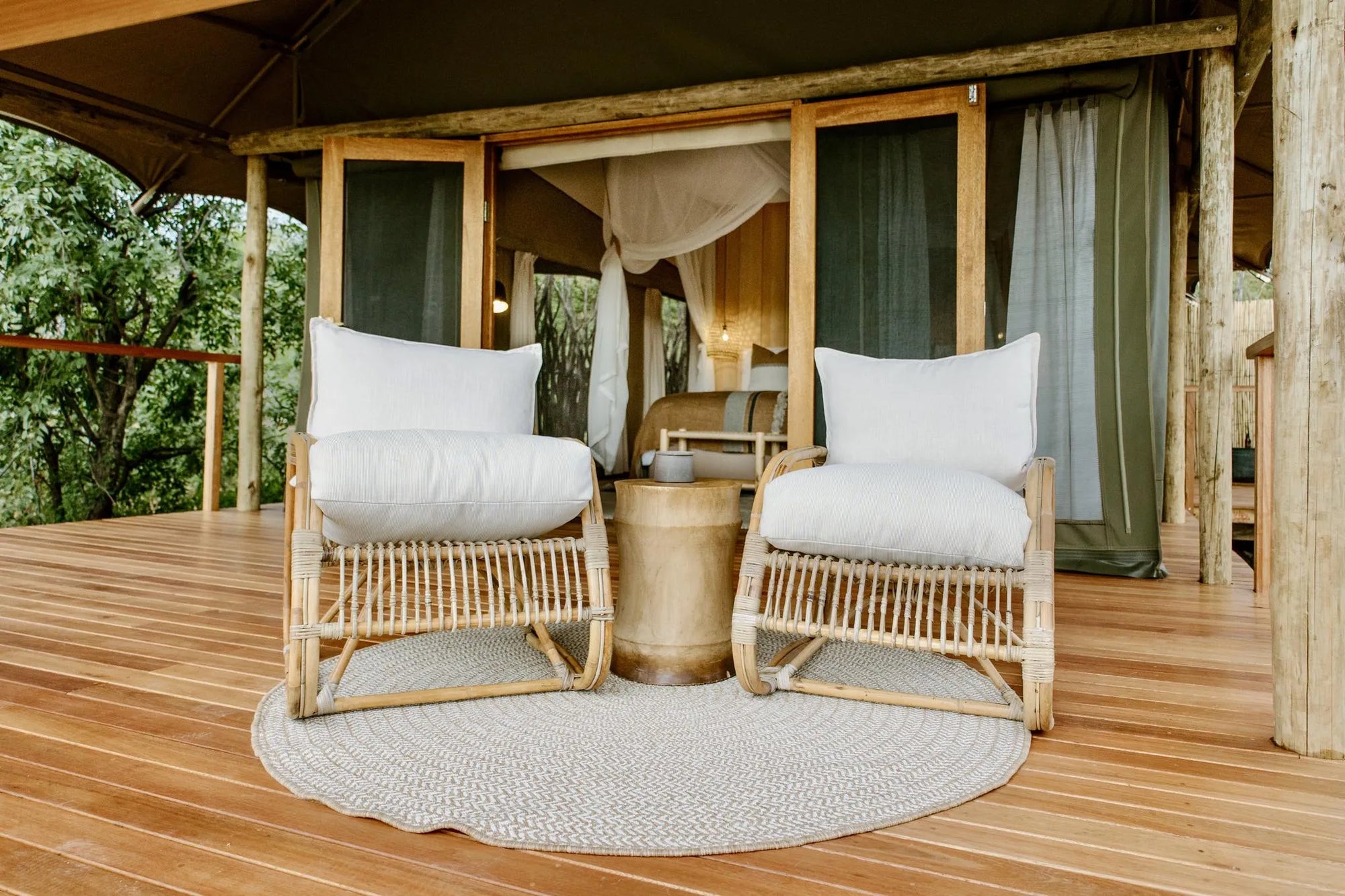 Encounter by Ongava Guest Tent private deck at Encounter by Ongava, Ongava Private Game Reserve, Namibia.