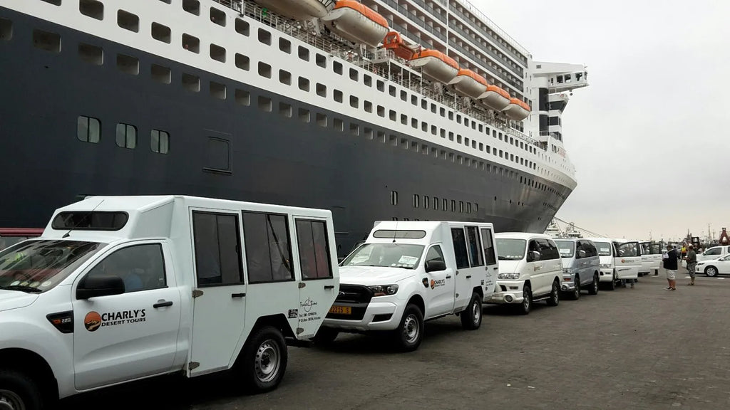 Organized shore excursion for a cruise liner at Charly's Desert Tours Living Dunes Experience, Swakopmund, Namibia.