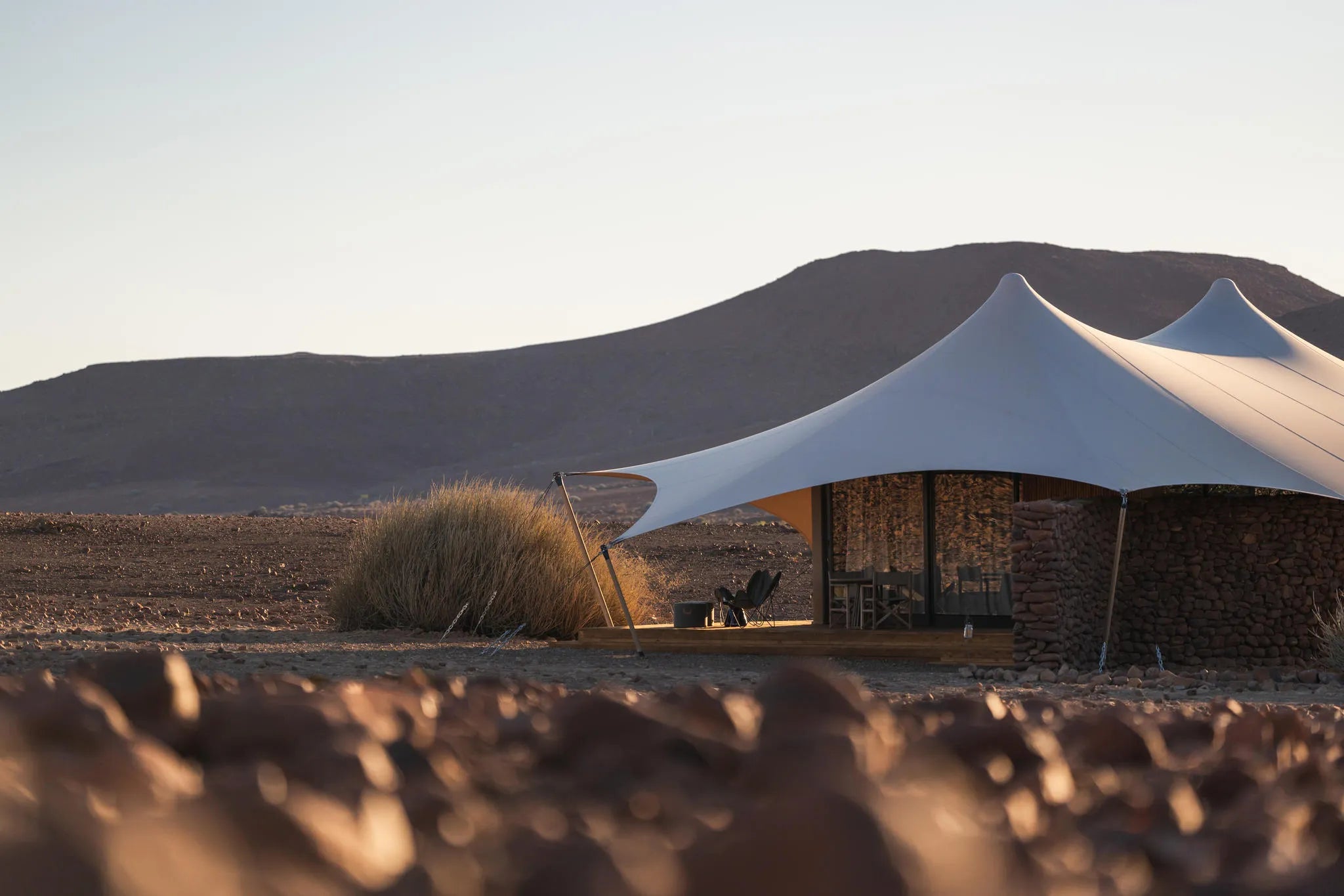 Wilderness Desert Rhino Camp at Wilderness Desert Rhino Camp, Palmwag, Namibia.