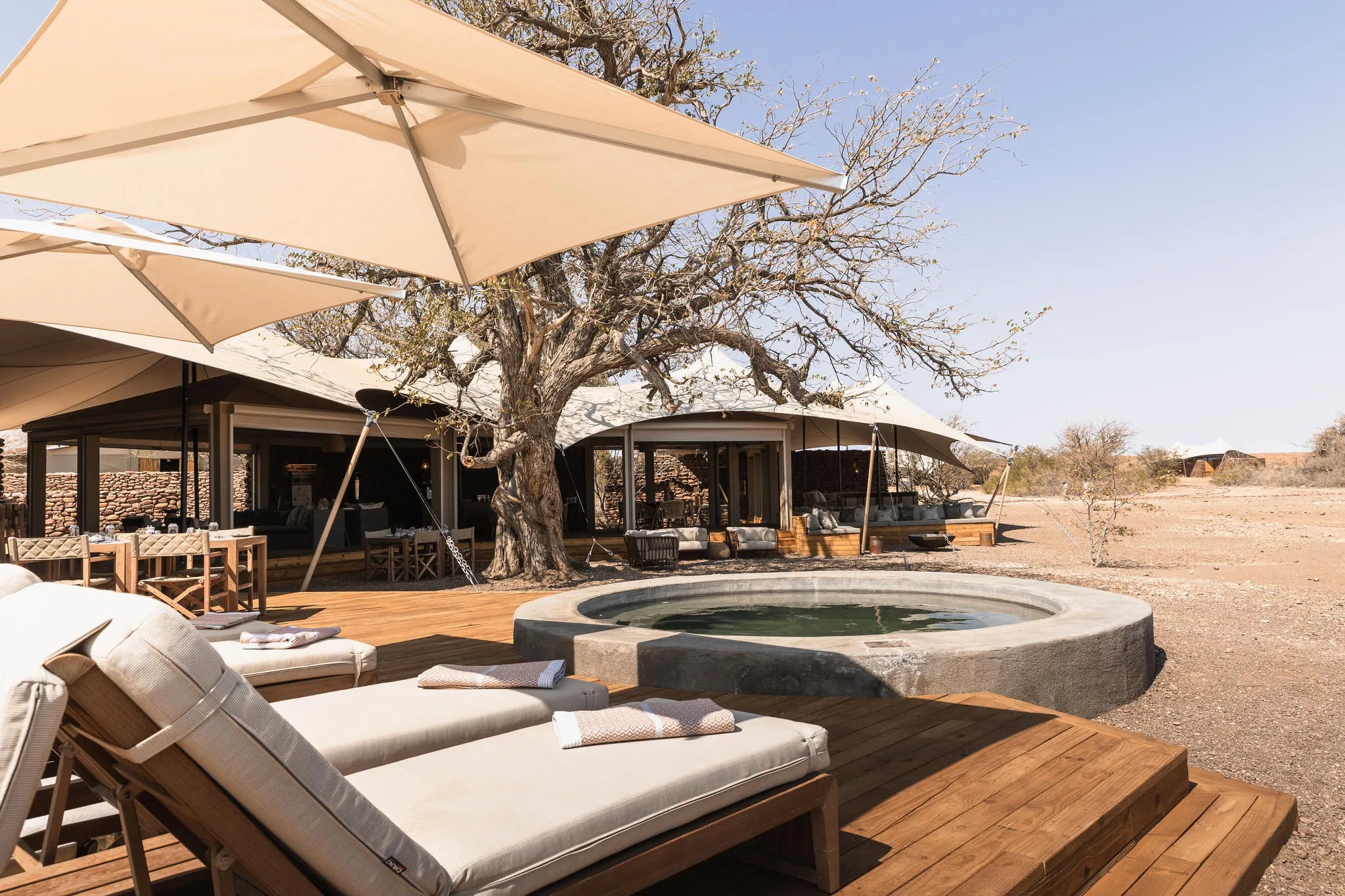 Wilderness Desert Rhino Camp at Wilderness Desert Rhino Camp, Palmwag, Namibia.