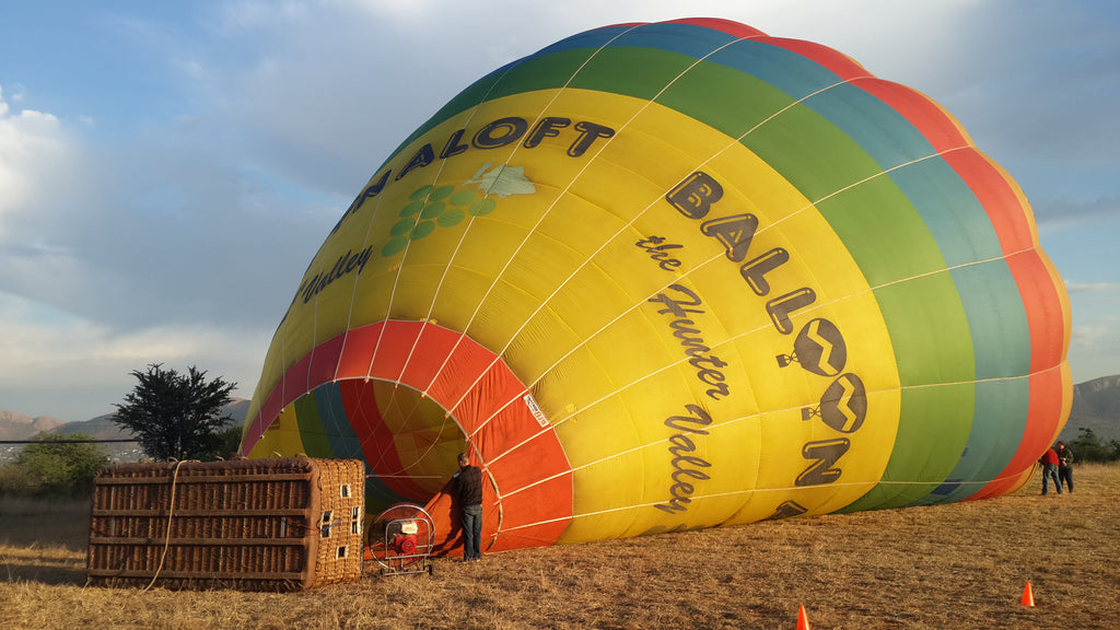 Cold inflation of the hot air balloon before lift off...
