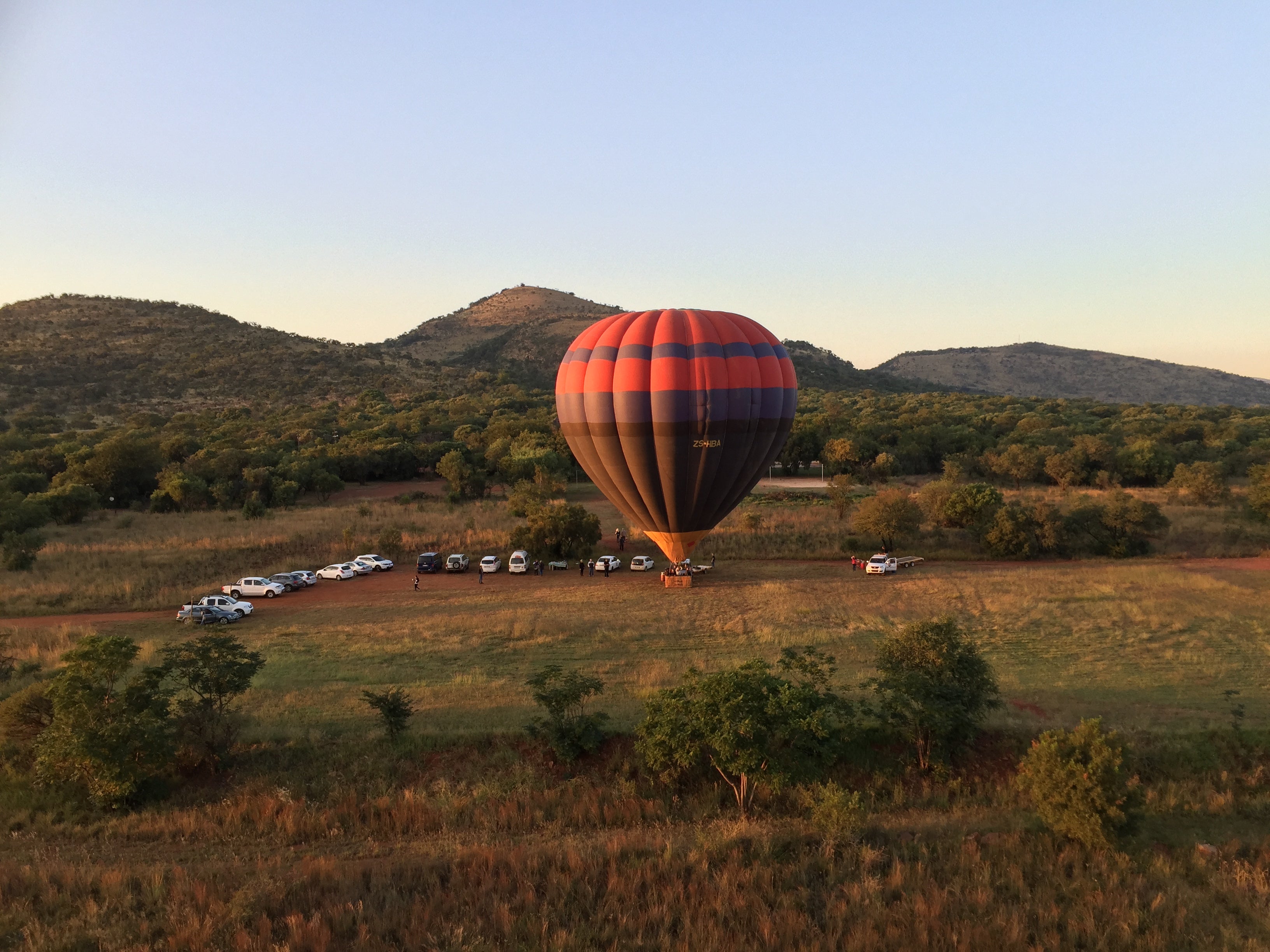 Aerial view of Life Ballooning's launch site on the banks of Hartbeespoort Dam