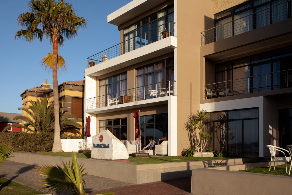The modern architecture blends in well with the surrounding area
