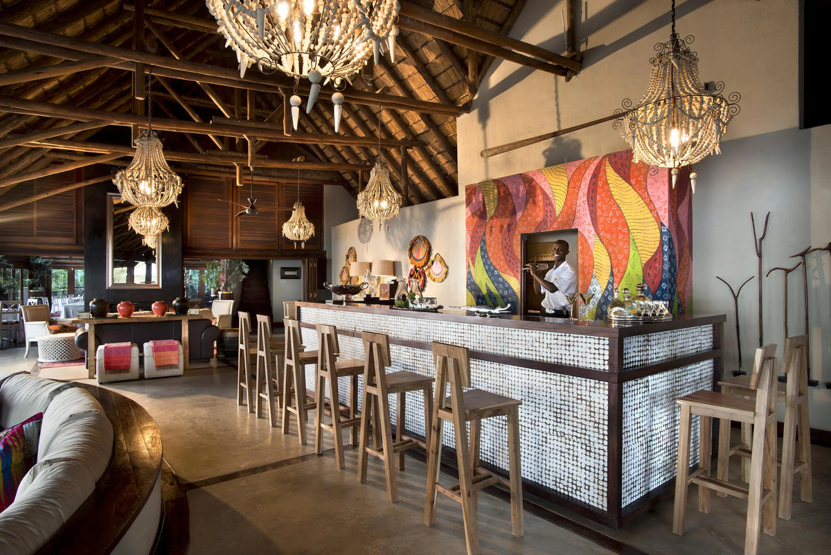 River Lodge Bar at Royal Chundu Zambezi River Lodge, Victoria Falls (Zambia), Zambia.