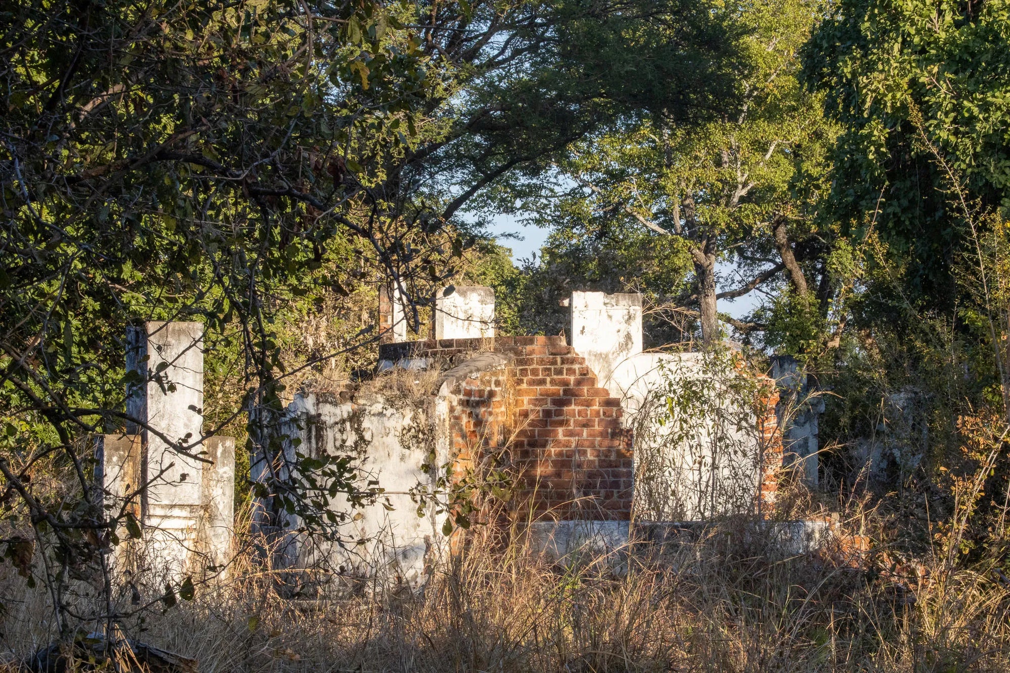 The old Big Lagoon Camp ruins at Big Lagoon Camp, South Luangwa National Park, Zambia.