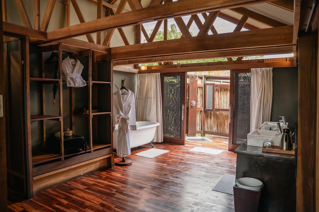 Lebala Camp - bathroom at Lebala , Kwando Private Reserve, Botswana.