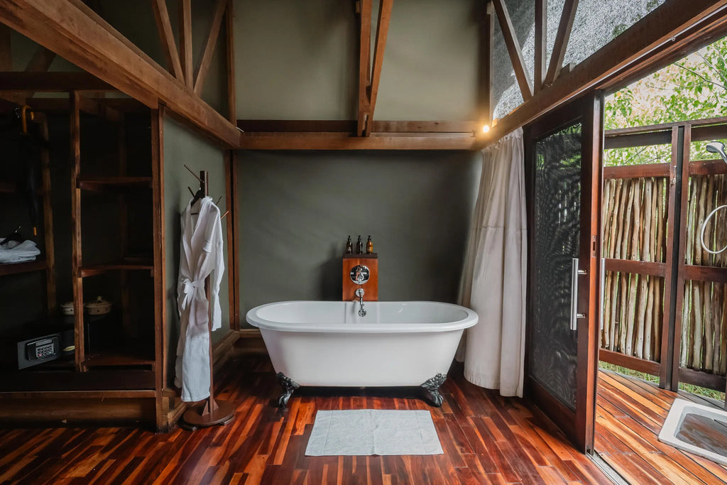 Lebala - bathroom at Lebala , Kwando Private Reserve, Botswana.