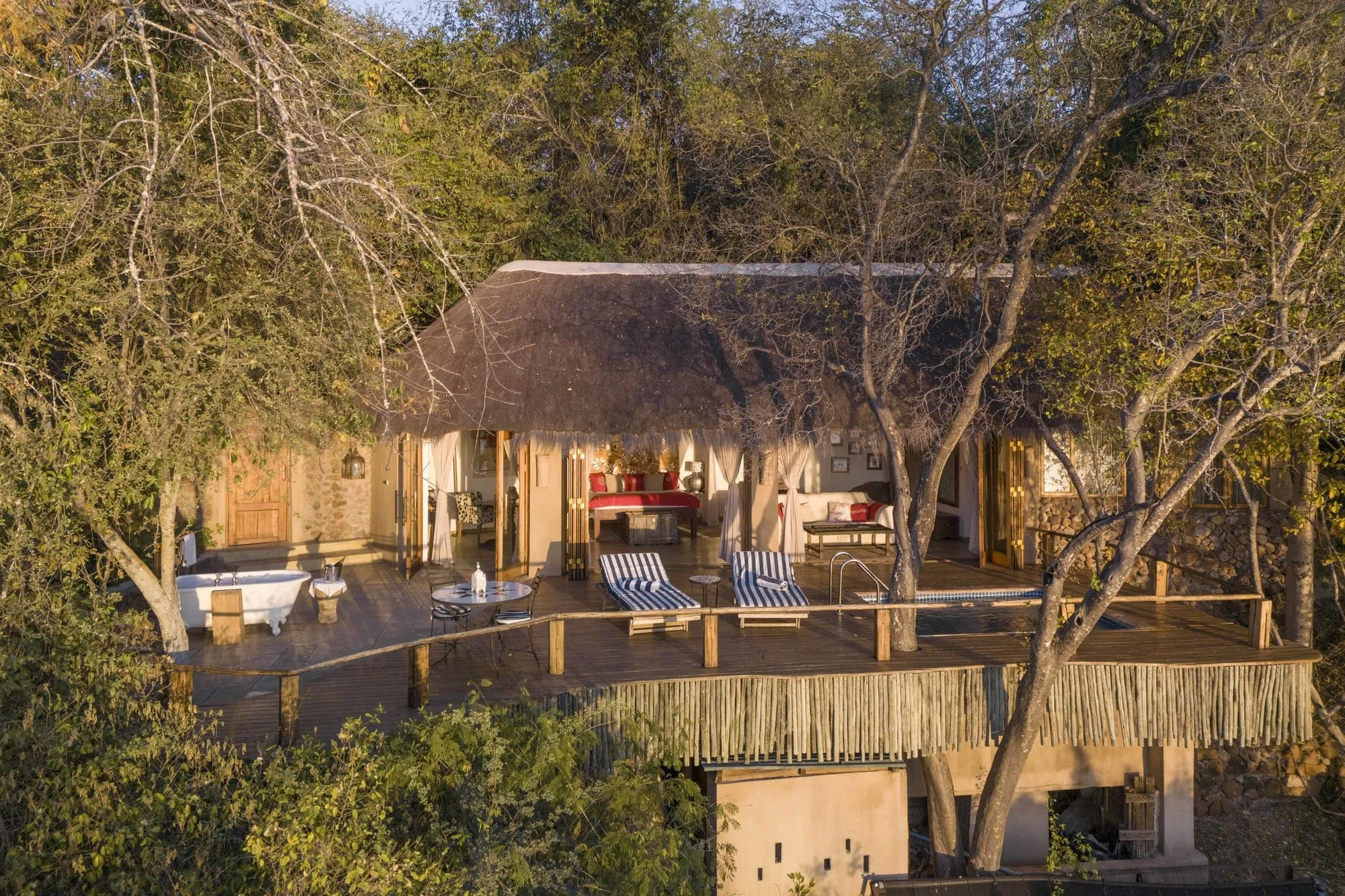 Bird House Exterior at Tongabezi Lodge, Victoria Falls (Zambia), Zambia.