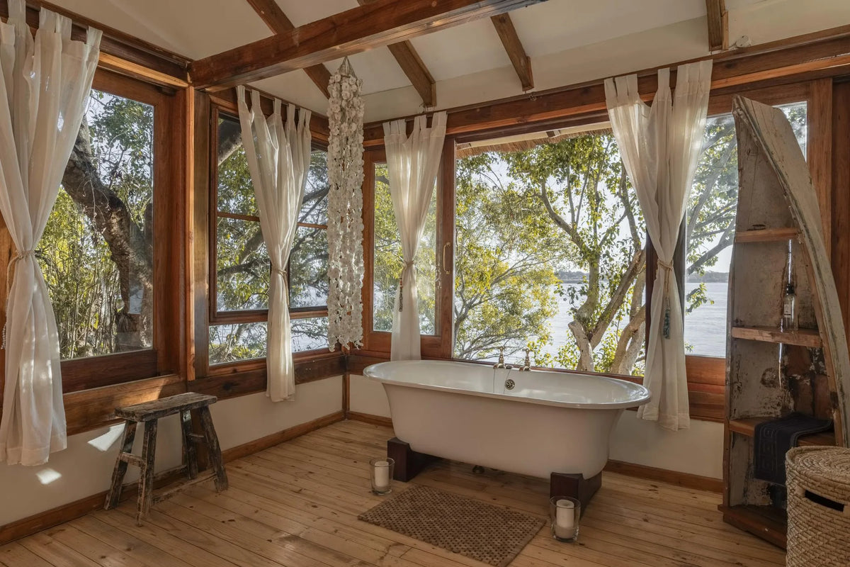 Dog House Bathroom 1/2 at Tongabezi Lodge, Victoria Falls (Zambia), Zambia.