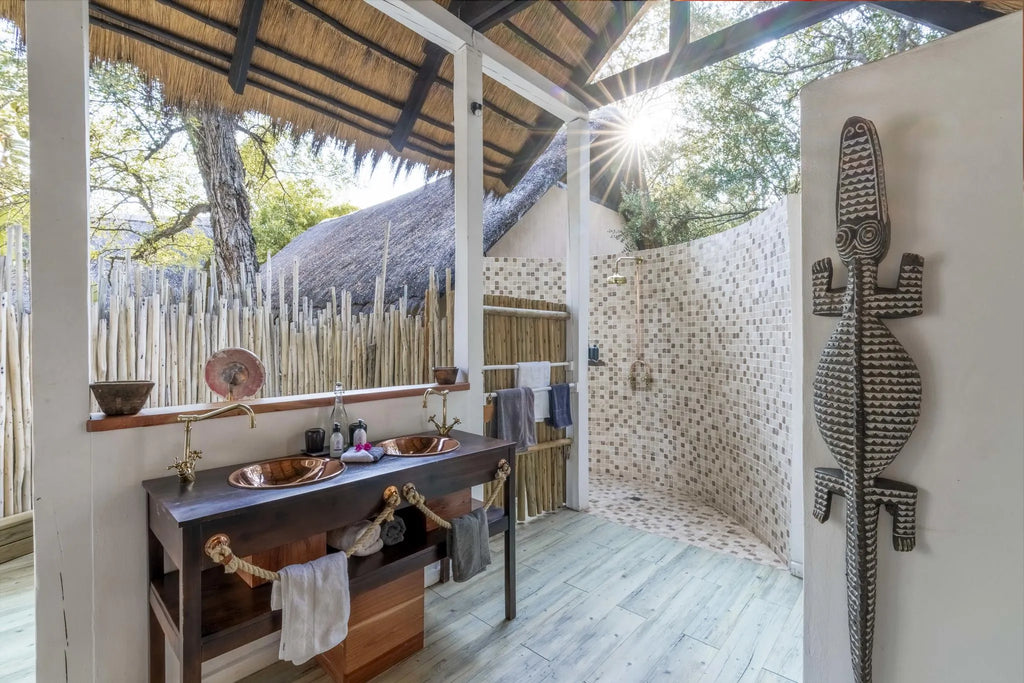 Garden Cottage Bathroom at Tongabezi Lodge, Victoria Falls (Zambia), Zambia.