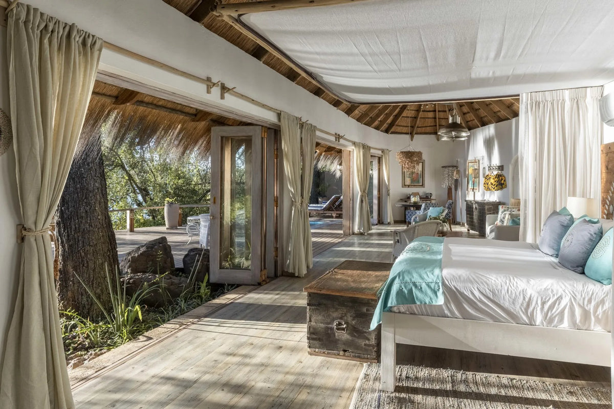 Honeymoon House Interior at Tongabezi Lodge, Victoria Falls (Zambia), Zambia.