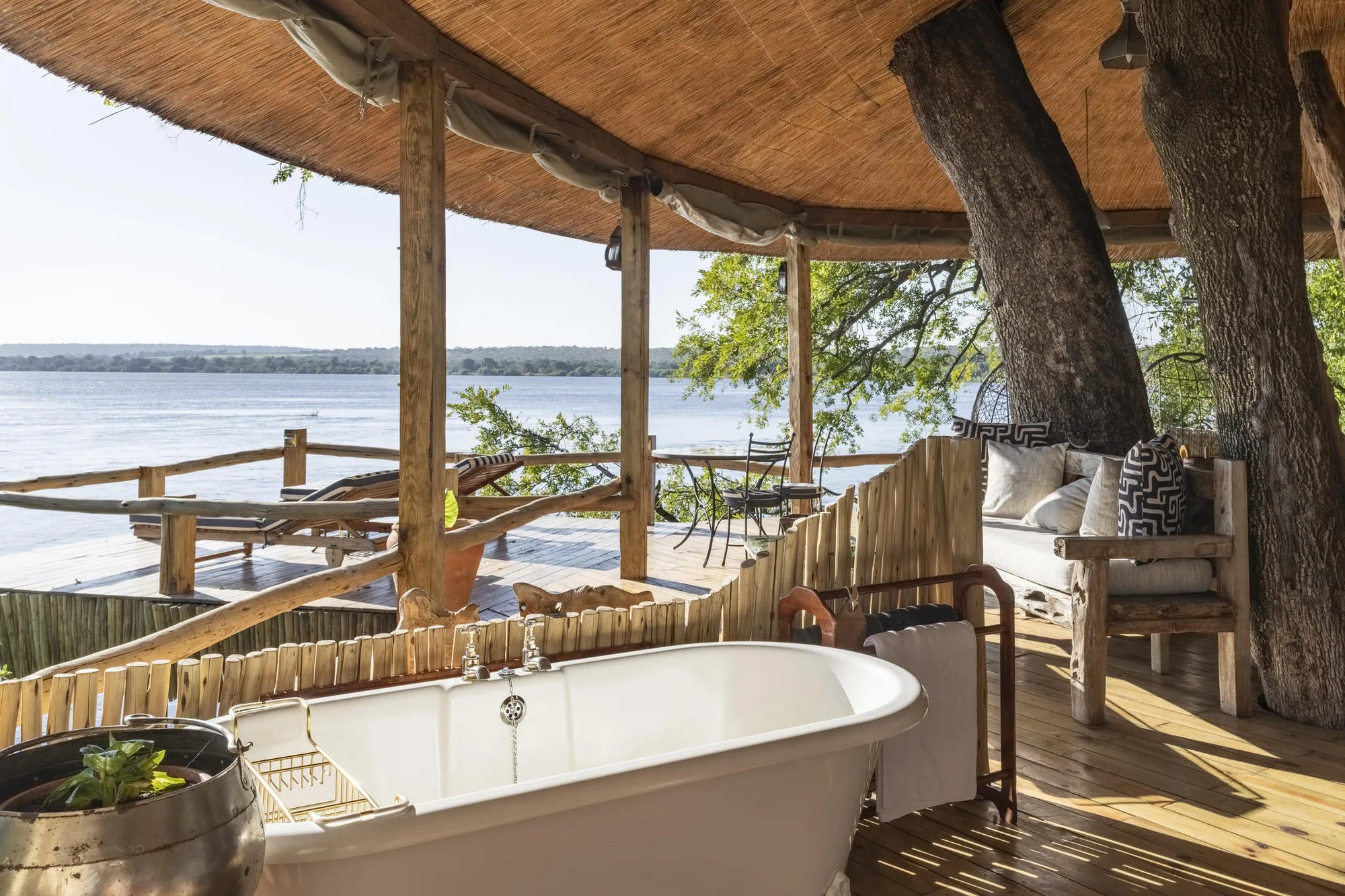 The Tree House Bath & Views at Tongabezi Lodge, Victoria Falls (Zambia), Zambia.