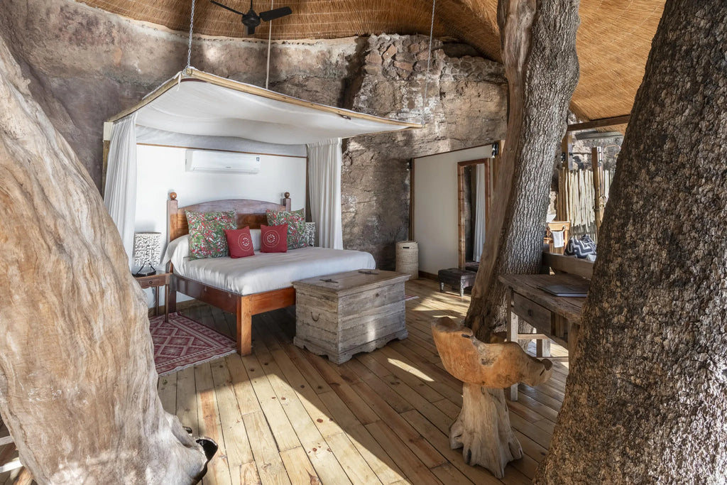 The Tree House Interior at Tongabezi Lodge, Victoria Falls (Zambia), Zambia.