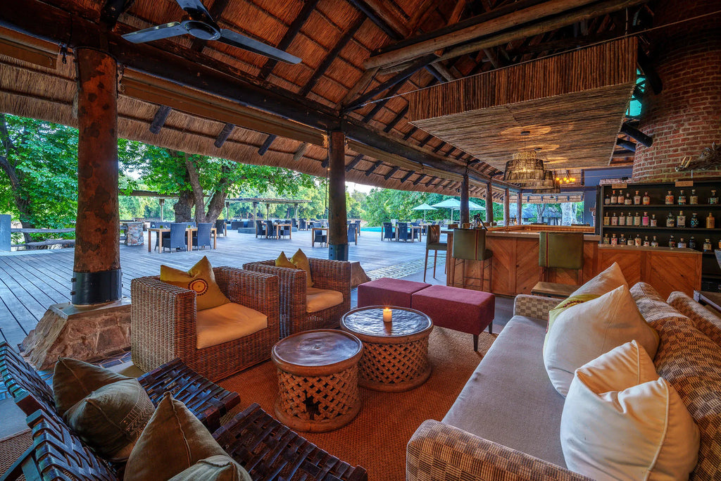 Mfuwe Lodge lounge at Mfuwe Lodge, South Luangwa National Park, Zambia.